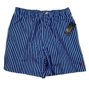 Polo Ralph Lauren Men's Swim Shorts Striped Blue White Lined Pockets NWT Size L